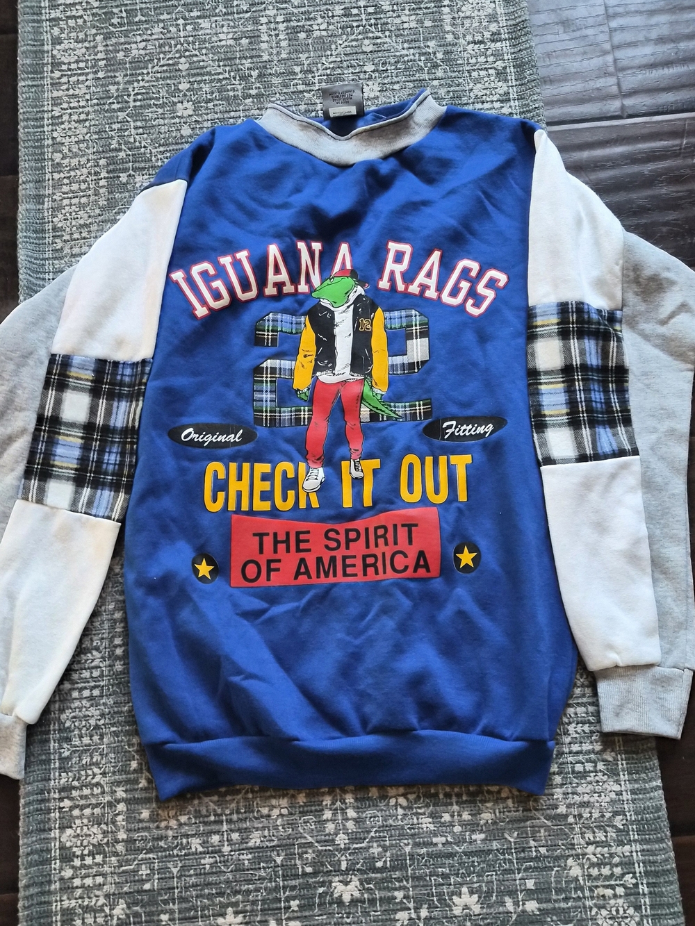 Iguana Rags Blue Graphic Sweatshirt - Check It Out